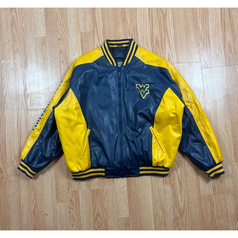 VTG Steve & Barrys West Virginia Mountaineers Varsity Jacket XL Blue Gold